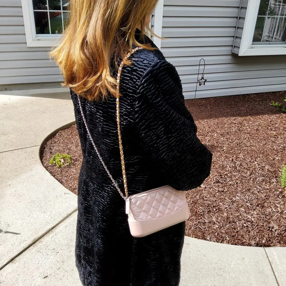 Chanel Gabrielle Clutch With Chain Iridescent Pink Quilted Lambskin Crossbody